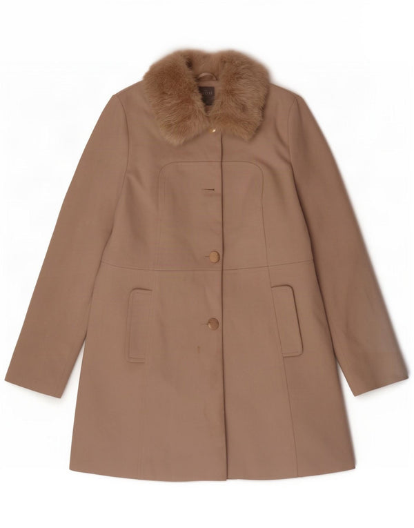 Oasis Womens Overcoat Size 14 Large Beige Polyester