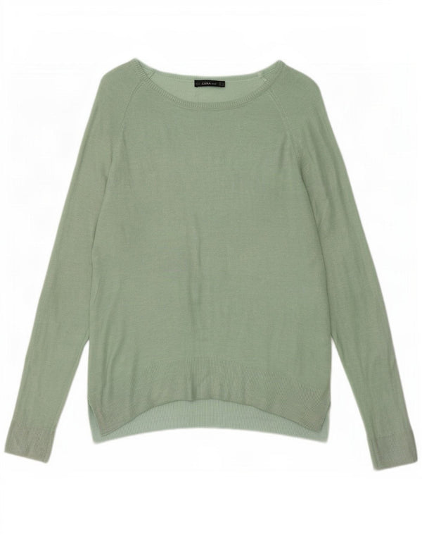 Zara Womens Boat Neck Jumper Sweater UK 14 Medium Green