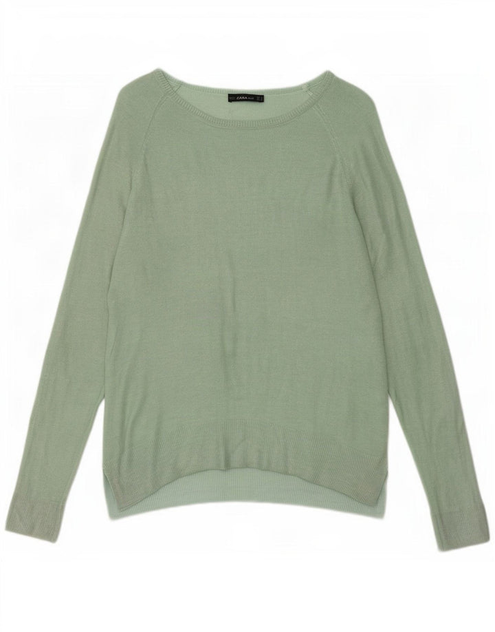 Zara Dame Boat Neck Jumper Sweater UK 14 Medium Green