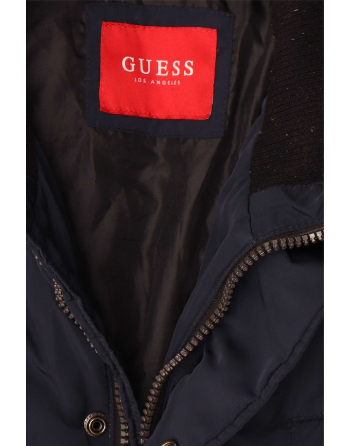 Guess Polstret frakke til mænd UK 40 Large Navy Blue Polyester