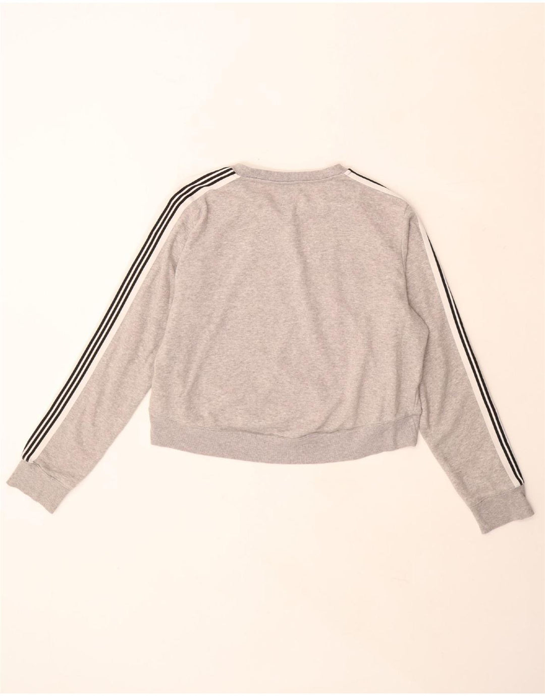 ADIDAS Dame Crop Sweatshirt Jumper UK 12/14 Medium Grey Flecked Bomuld