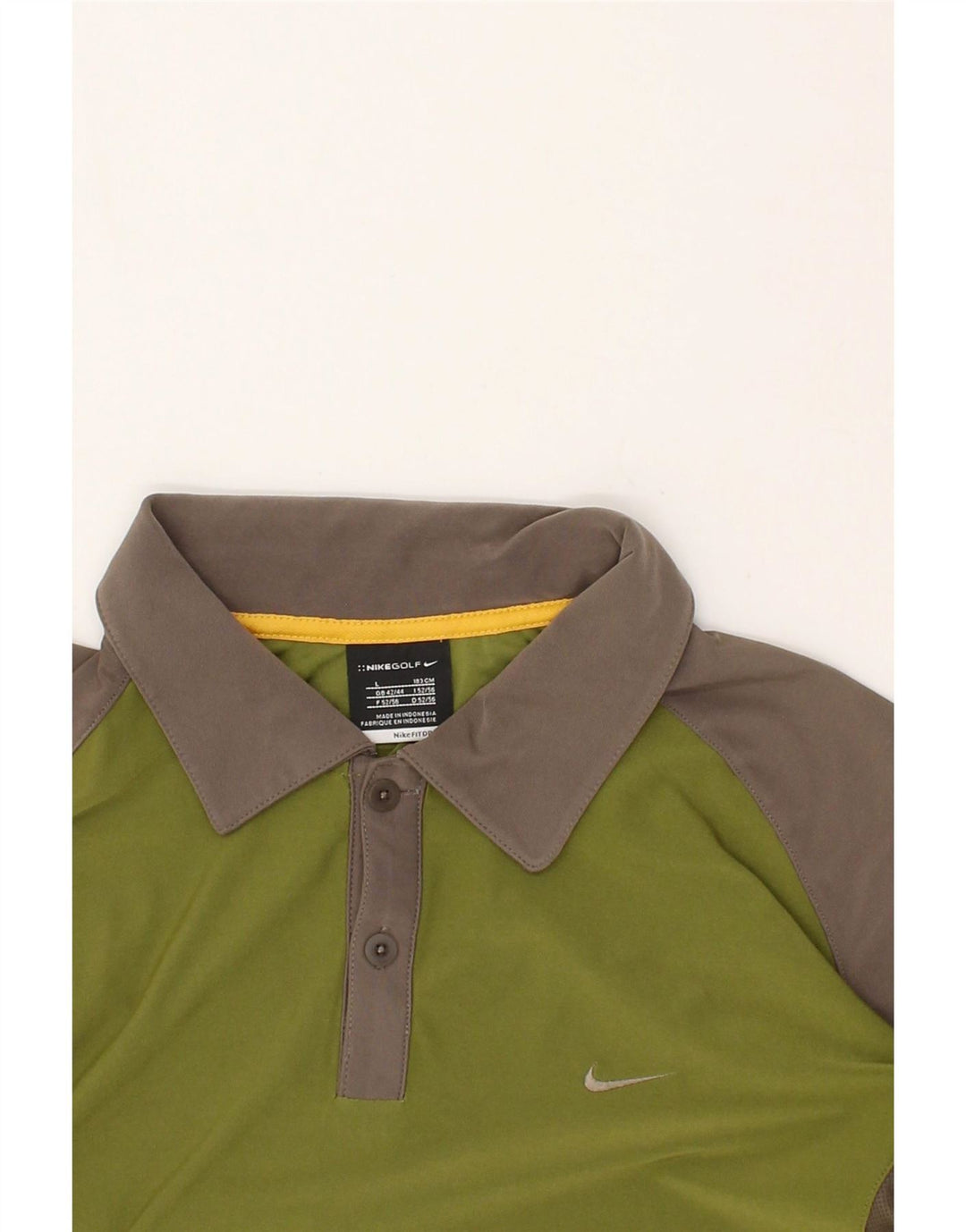 NIKE Poloshirt til mænd UK 42/44 Large Green Colourblock Polyester