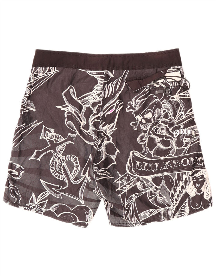 Billabong Herre grafiske svømmeshorts store sorte blomster polyester