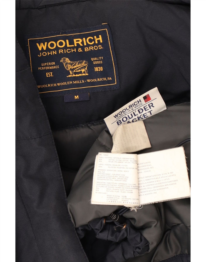Woolrich Polstret hættejakke til kvinder UK 14 Mellem marineblå bomuld