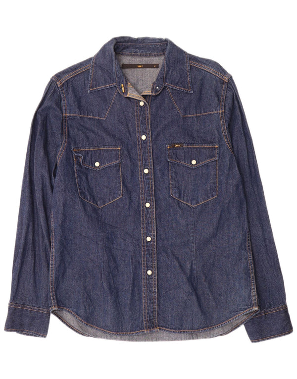 Lee Dame Langærmet denimskjorte med normal pasform UK 18 XL Marineblå Bomuld