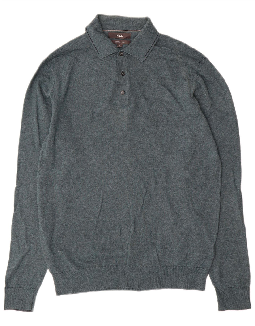 Marks & Spencer Herre Polo Neck Jumper Sweater Medium Grøn Bomuld