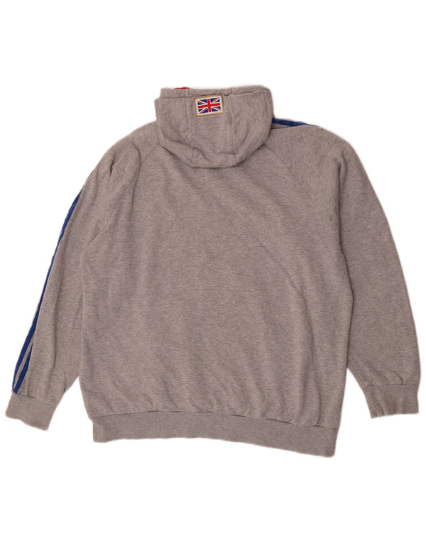 Adidas Herre Storbritannien Grafisk Hoodie Jumper XL Grå Colourblock Bomuld