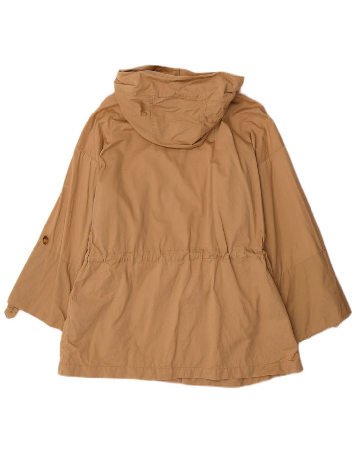 MASSIMO DUTTI Dame Hooded Parka Jacket UK 14 Medium Beige Bomuld