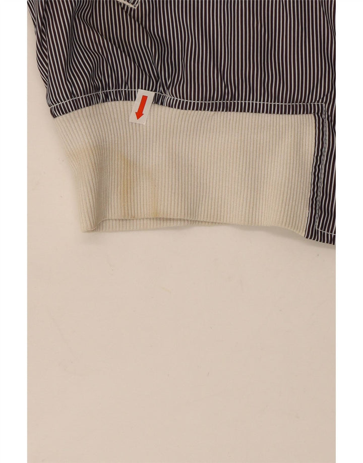 Diesel Womens Bomber Jacket UK 16 Large Navy Blue Pinstripe Polyester