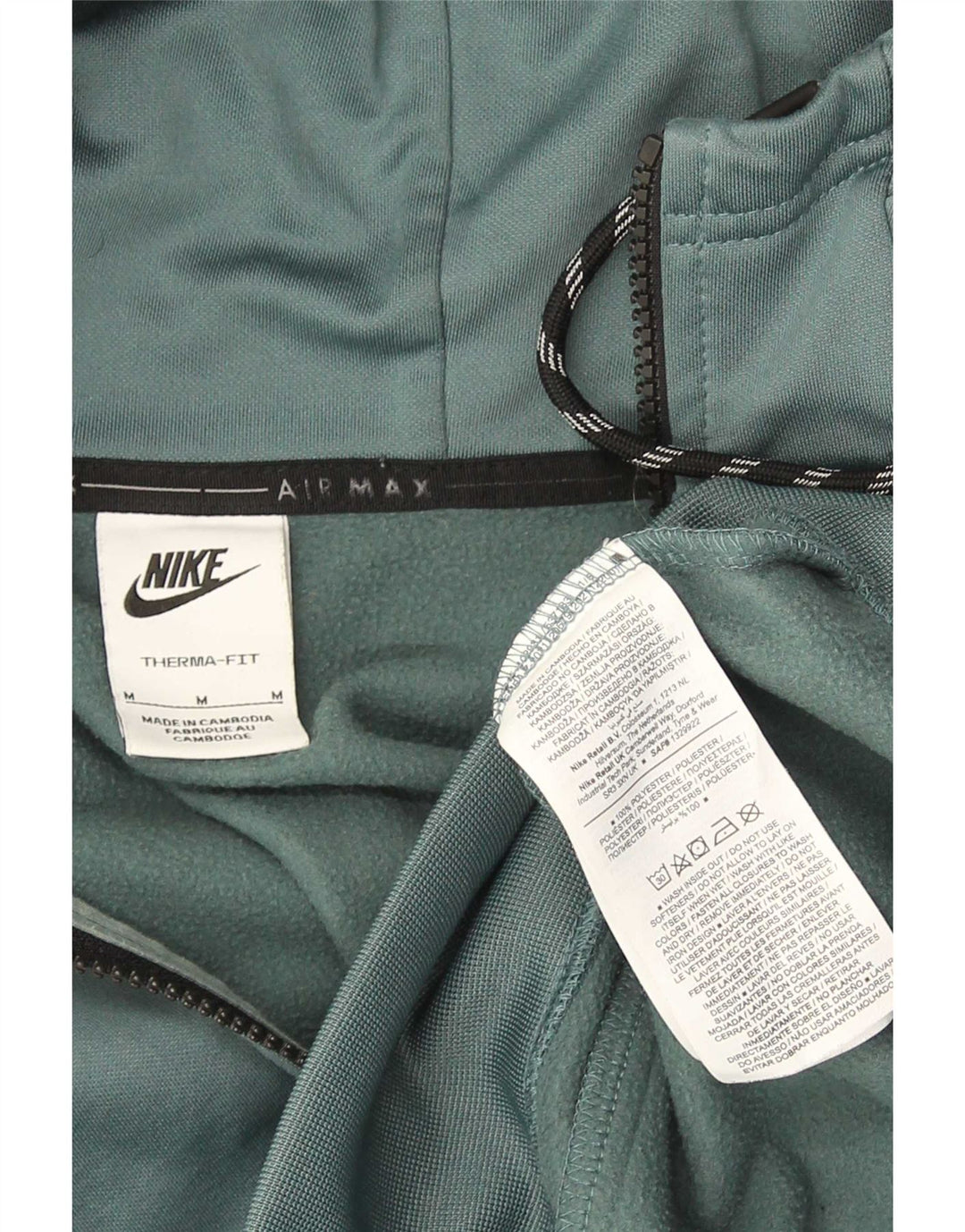 Nike Herre Therma-Fit grafisk hættetrøje med lynlås mellemgrøn polyester