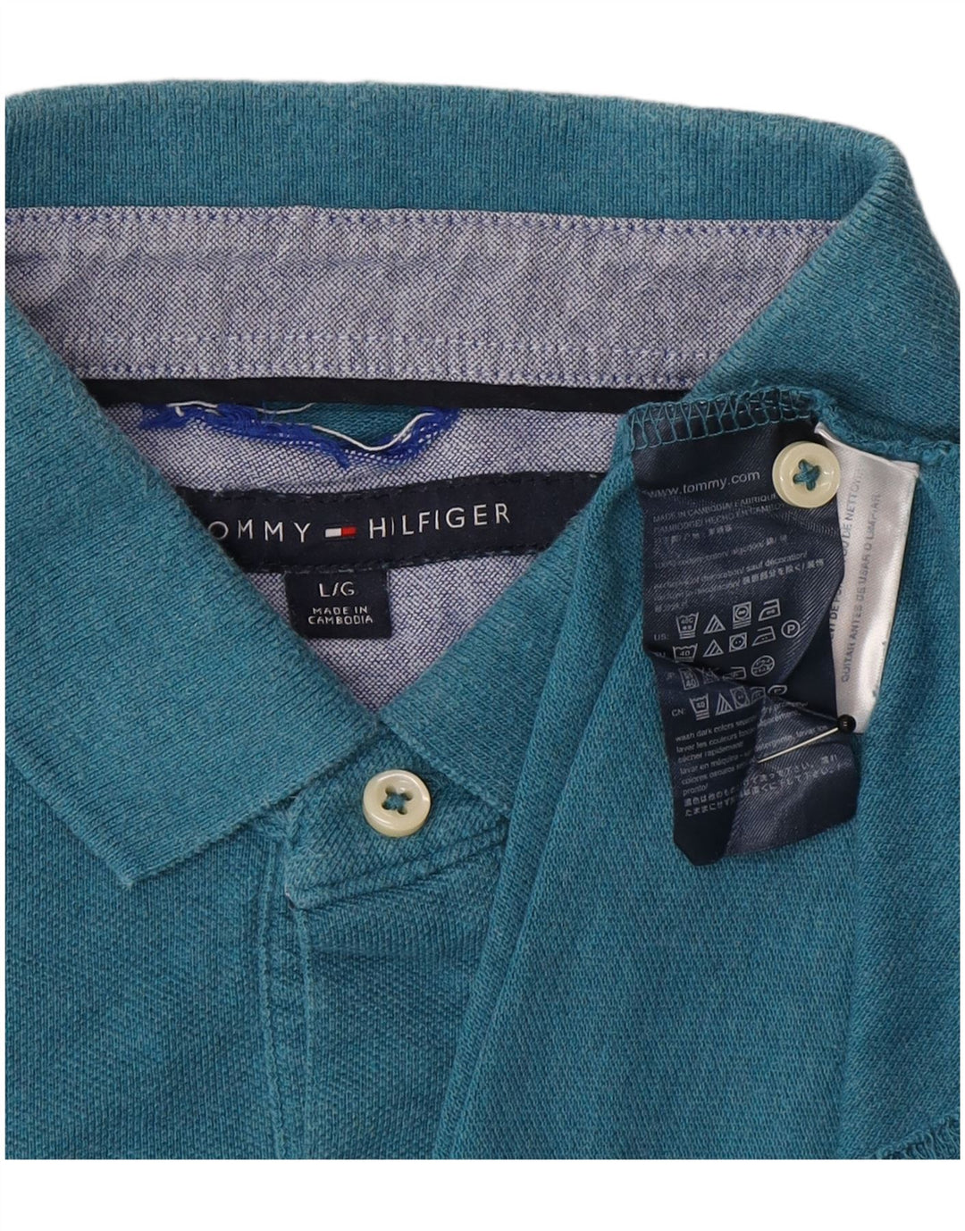 Tommy Hilfiger Herre Polo Shirt Stor Blå Bomuld