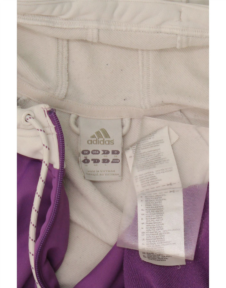 ADIDAS Womens Zip Hoodie Sweater UK 12 Medium Purple Colourblock Polyester Vintage Adidas and Second-Hand Adidas from Messina Hembry 