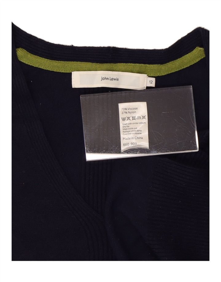 JOHN LEWIS Womens V-Neck Jumper Sweater UK 12 Medium  Navy Blue Viscose Vintage John Lewis and Second-Hand John Lewis from Messina Hembry 