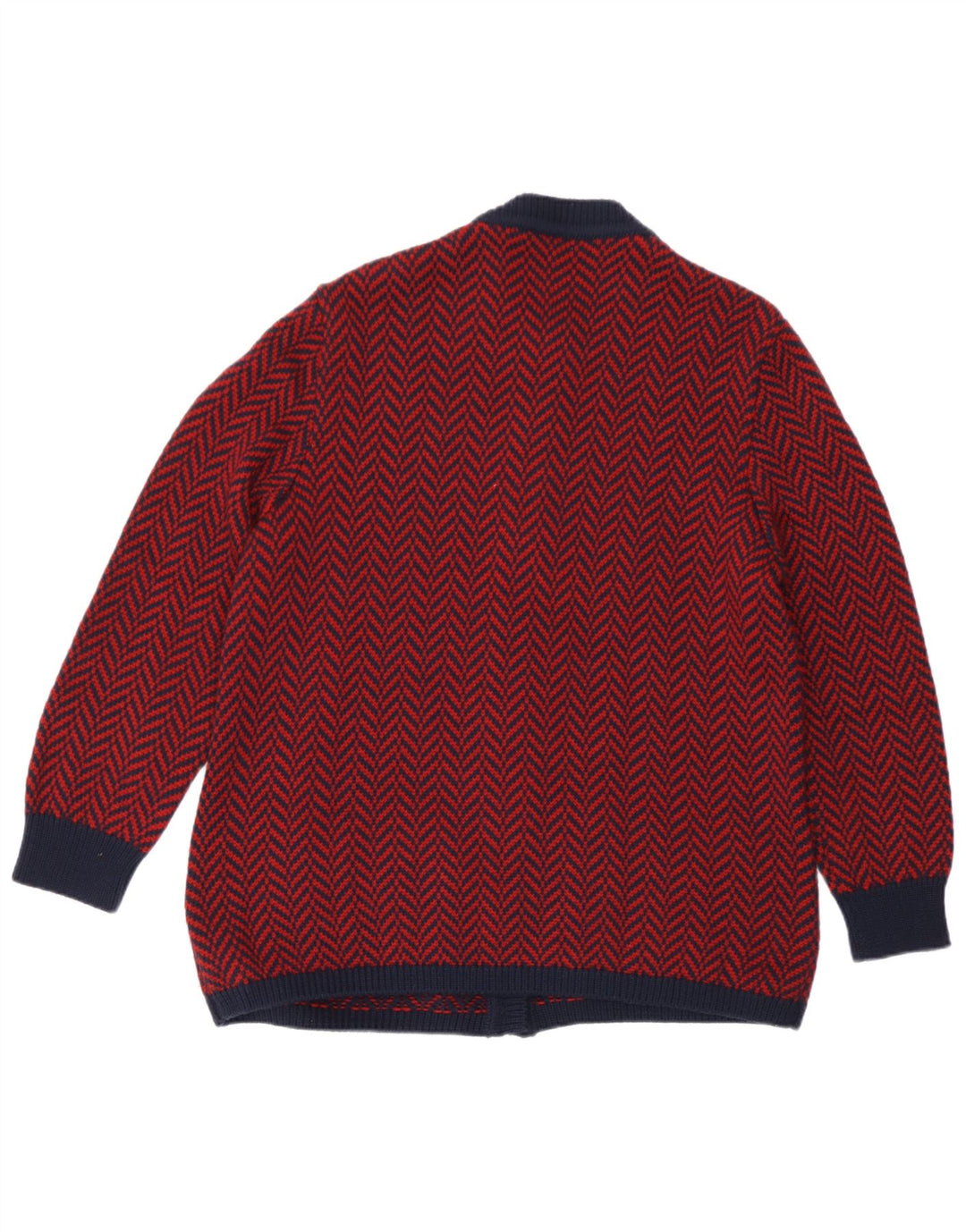 Vintage dame cardigan sweater UK 16 Large Red Herringbone