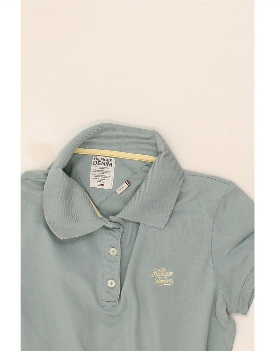TOMMY HILFIGER Womens Polo Shirt UK 12 Medium Blue Cotton Vintage Tommy Hilfiger and Second-Hand Tommy Hilfiger from Messina Hembry 