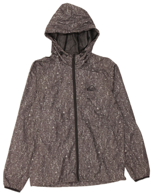 Quiksilver Regnjakke med hætte til mænd UK 34 XS Grå Flecked Polyester