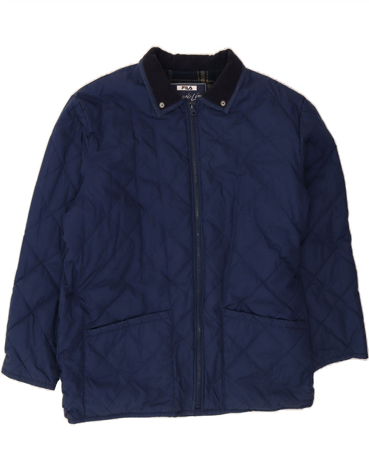 FILA Mens Quilted Jacket IT 54 2XL Navy Blue Polyester Vintage Fila and Second-Hand Fila from Messina Hembry 
