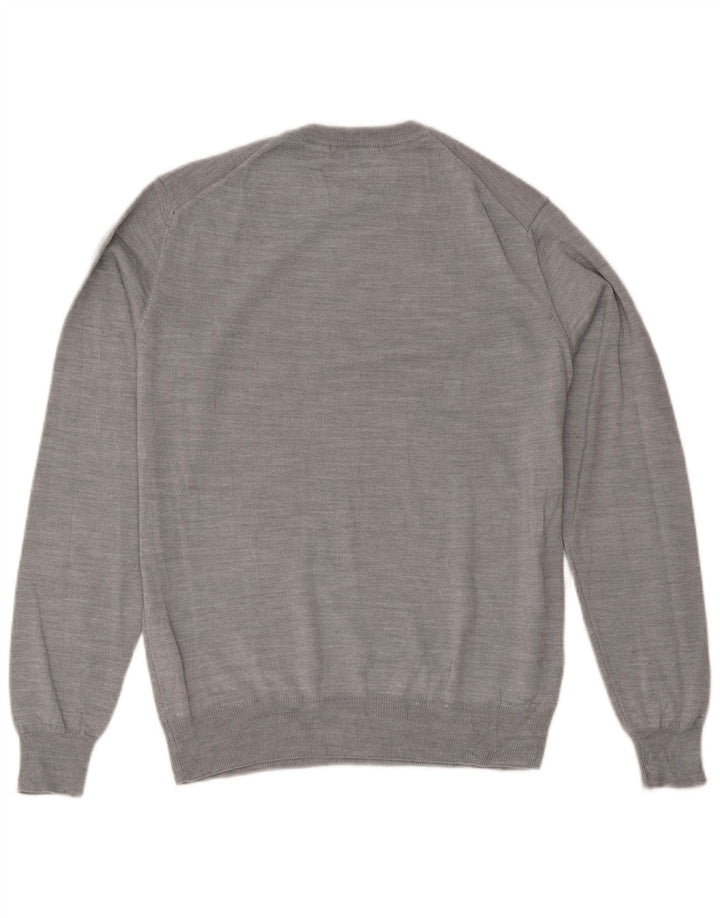 Trussardi Herre Crew Neck Jumper Sweater Medium Grey Uld