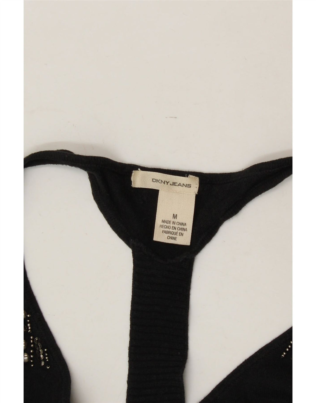 DKNY Womens Crop Vest Top UK 12 Medium Black Cotton Vintage Dkny and Second-Hand Dkny from Messina Hembry 