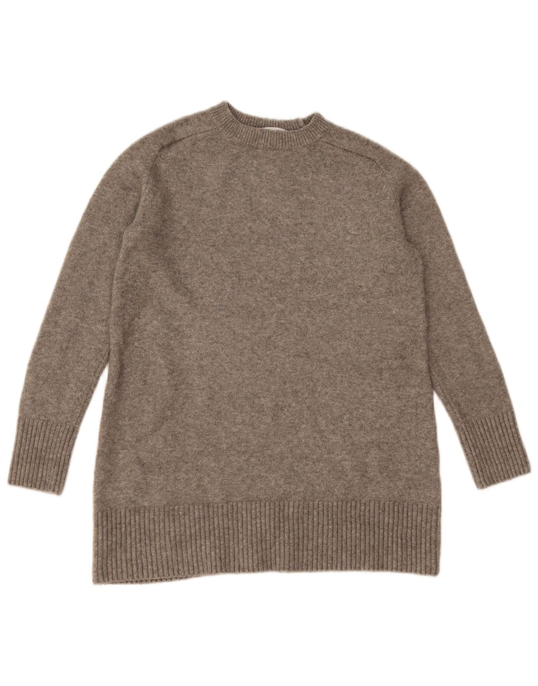 Zara Dame Boat Neck Jumper Sweater UK 12 Medium Grey Flecked Polyester