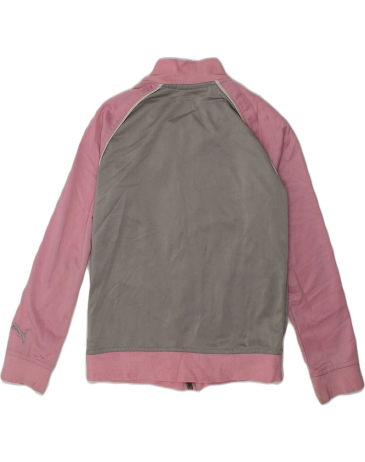 PUMA Girls Graphic Tracksuit Top Jacket 5-6 Years Grey Colourblock | Vintage Puma | Thrift | Second-Hand Puma | Used Clothing | Messina Hembry 