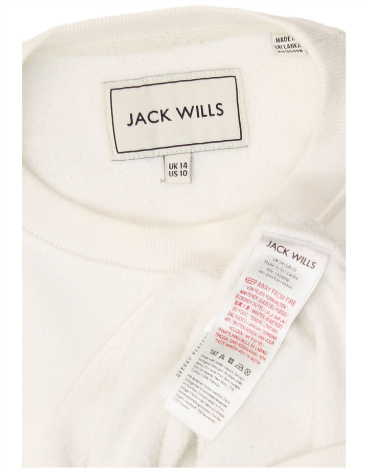 Jack Wills Dame Sweatshirt Jumper UK 14 Stor Hvid Bomuld