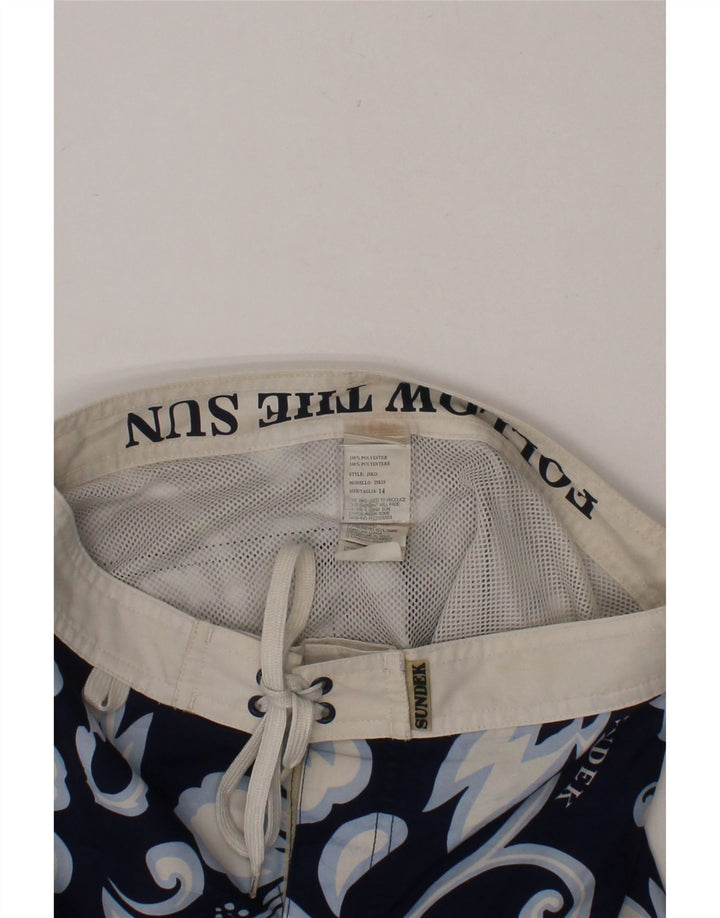 SUNDEK Boys Swimming Shorts 13-14 Years  Navy Blue Floral Polyester Vintage Sundek and Second-Hand Sundek from Messina Hembry 