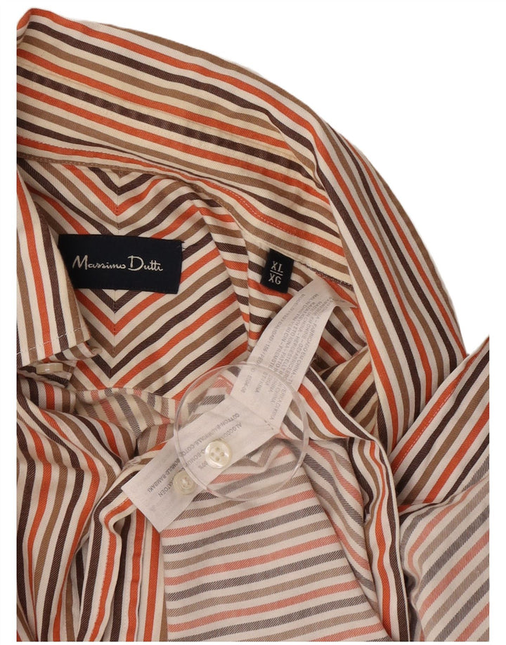 Massimo Dutti herreskjorte XL flerfarvet nålestribet bomuld