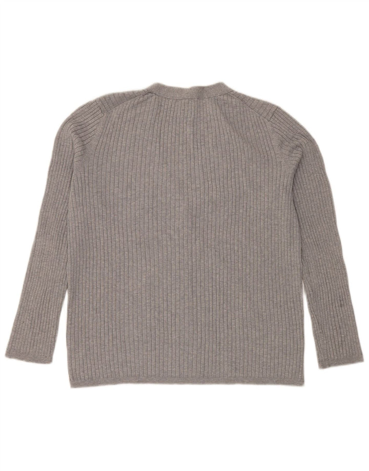Gap Dame Cardigan Sweater UK 14 Large Grå Bomuld Classic
