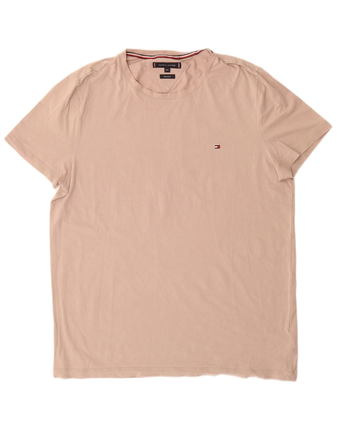 TOMMY HILFIGER Herre Extra Slim T-Shirt Top 2XL Beige Bomuld