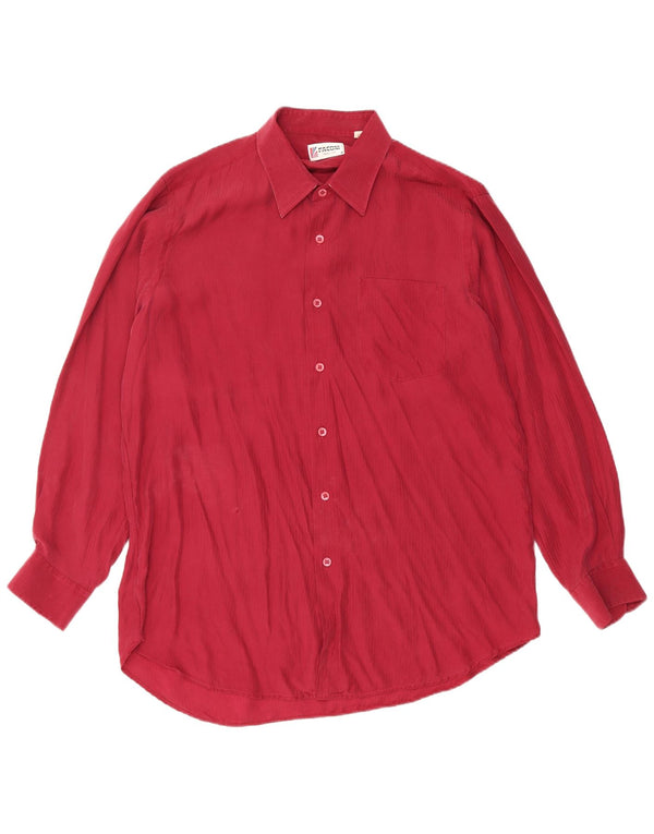 Vintage herreskjorte str. 16 1/2 Large Burgundy Pinstripe Silk