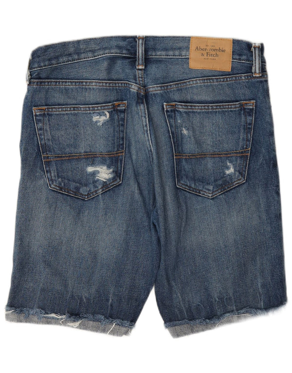 Abercrombie & Fitch Herre Distressed Denim Shorts W32 Large Blue Cotton
