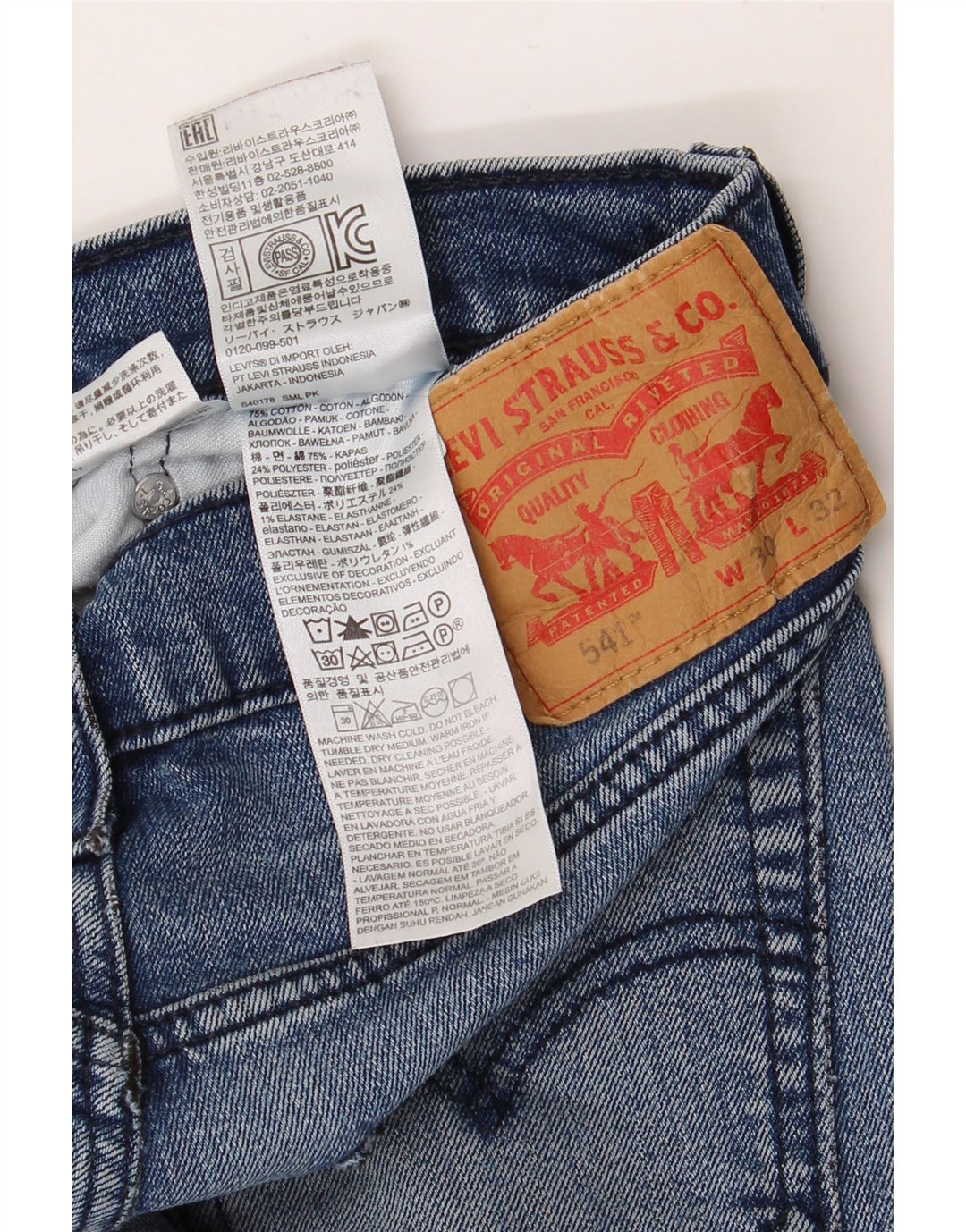 LEVI'S Dame 541 Straight Jeans W30 L32 Blå Bomuld
