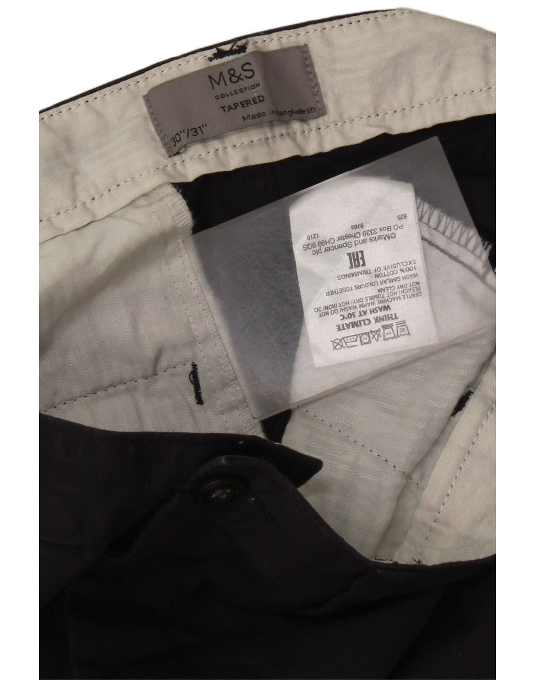 Marks & Spencer Herre tilspidsede Chinobukser W30 L31 Marineblå bomuld