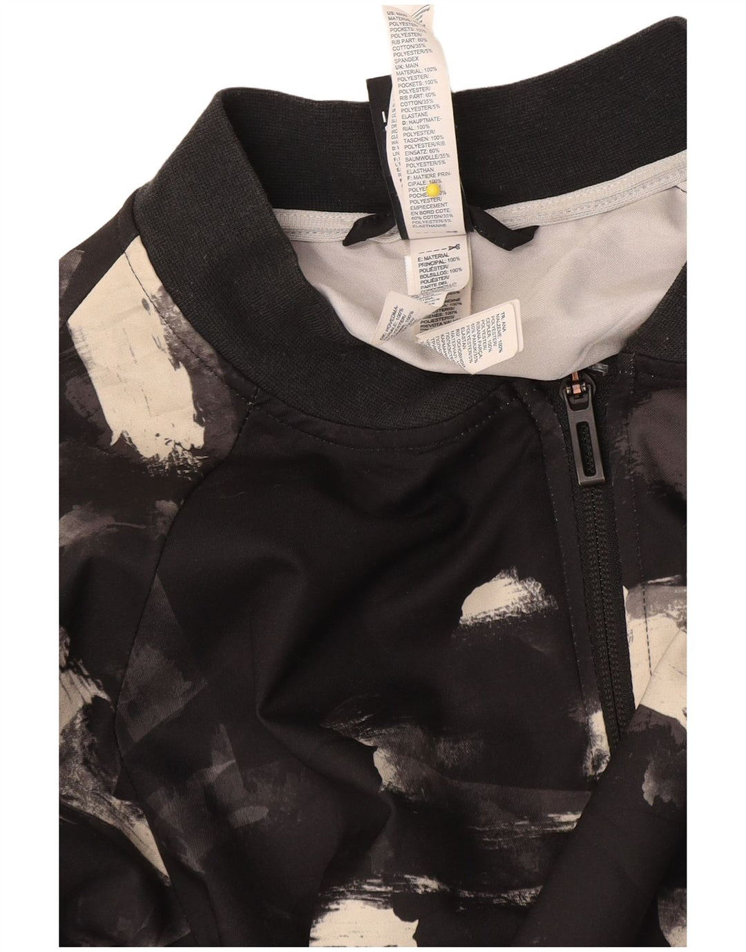 Adidas kvinders abstrakt mønster træningsdragt topjakke UK 10 Small Black