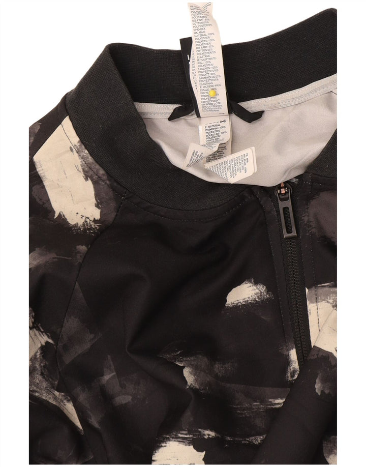 Adidas kvinders abstrakt mønster træningsdragt topjakke UK 10 Small Black