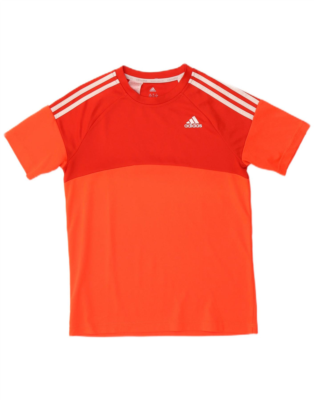 ADIDAS Boys Climalite T-Shirt Top 13-14 år Orange Colourblock