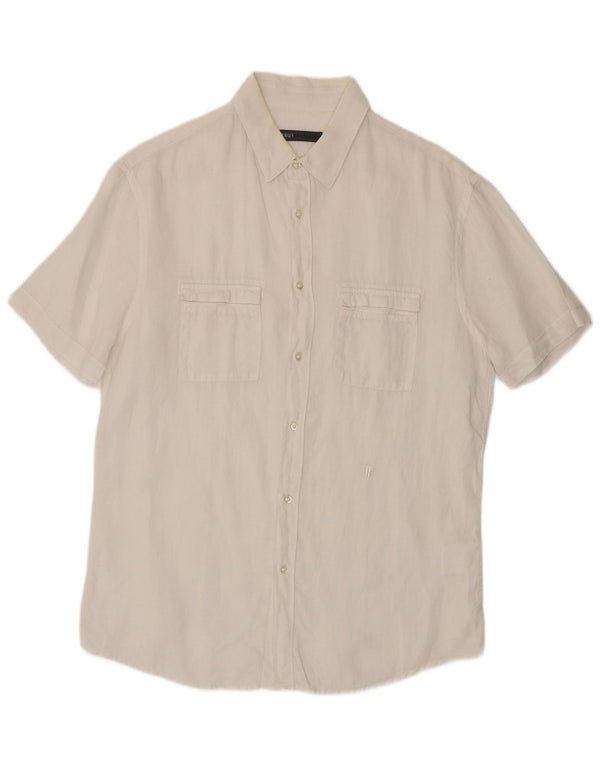 Trussardi Herre kortærmet skjorte str. 41 Large White Linen