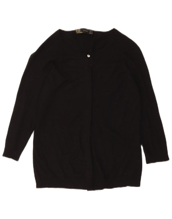 Zara Dame Cardigan Sweater UK 12 Medium Black Rayon
