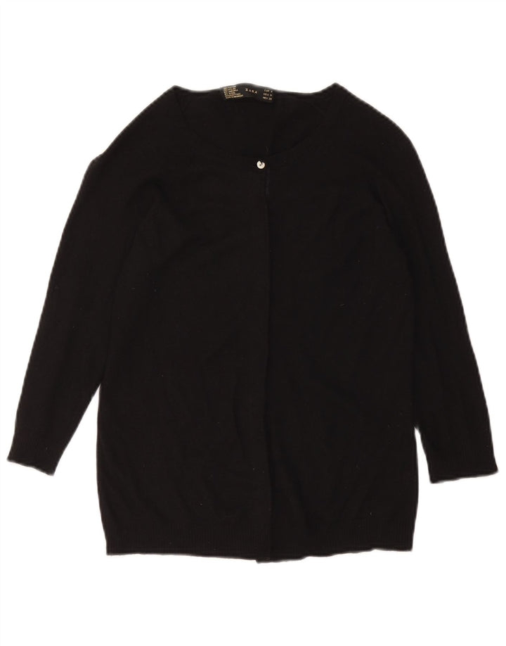 Zara Dame Cardigan Sweater UK 12 Medium Black Rayon