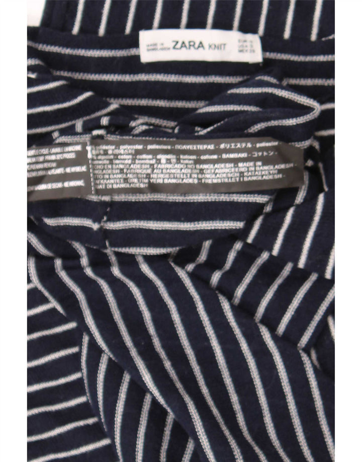 Zara Dame Oversized Top 3/4 ærme UK 10 Small Navy Blue Stribet
