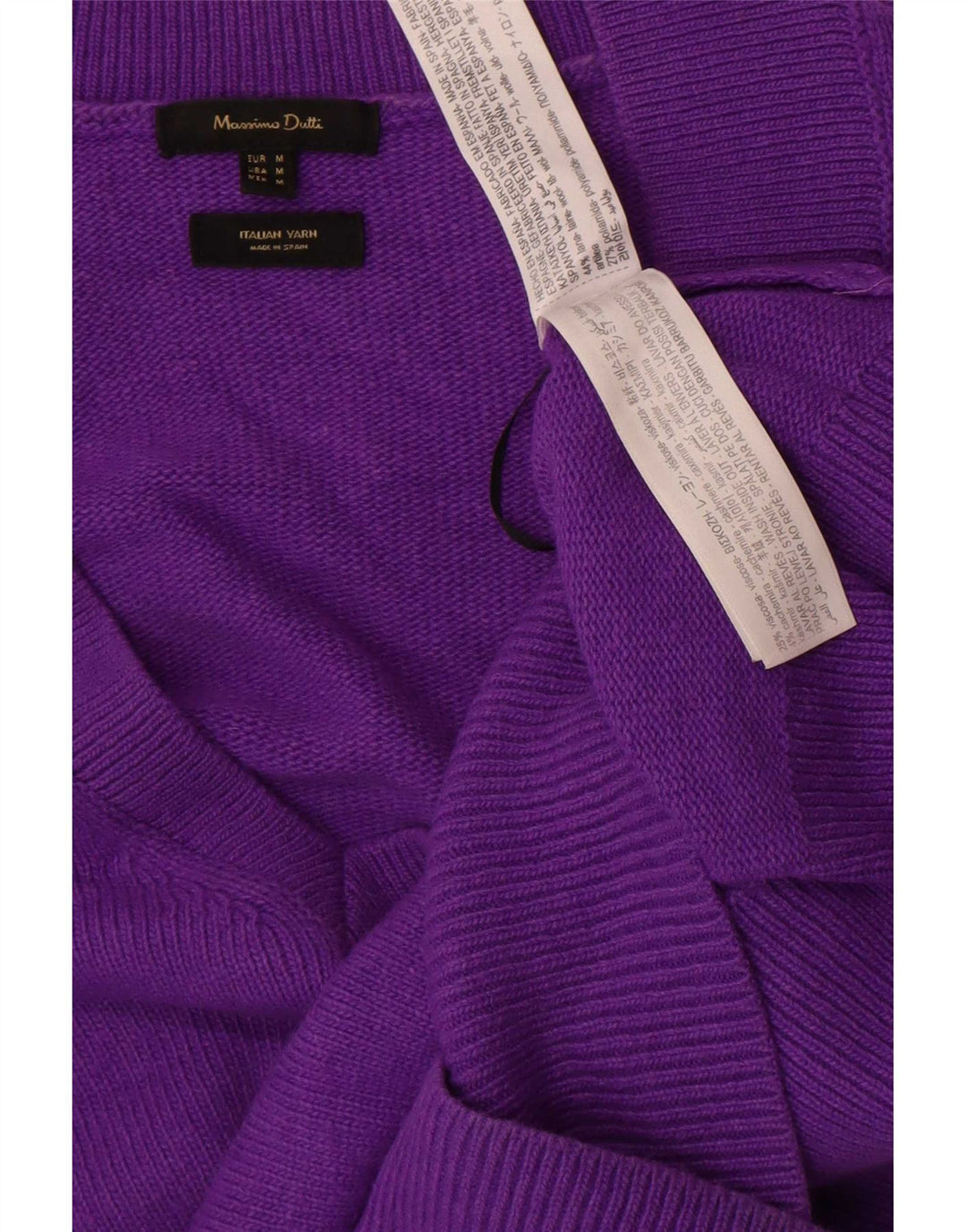 Massimo Dutti Dame V-hals sweater UK 14 Medium Lilla Uld