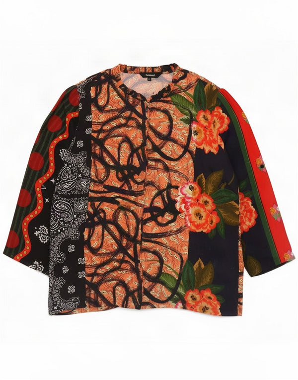 Desigual kvinders abstrakt mønster skjortebluse UK 18 XL Flerfarvet