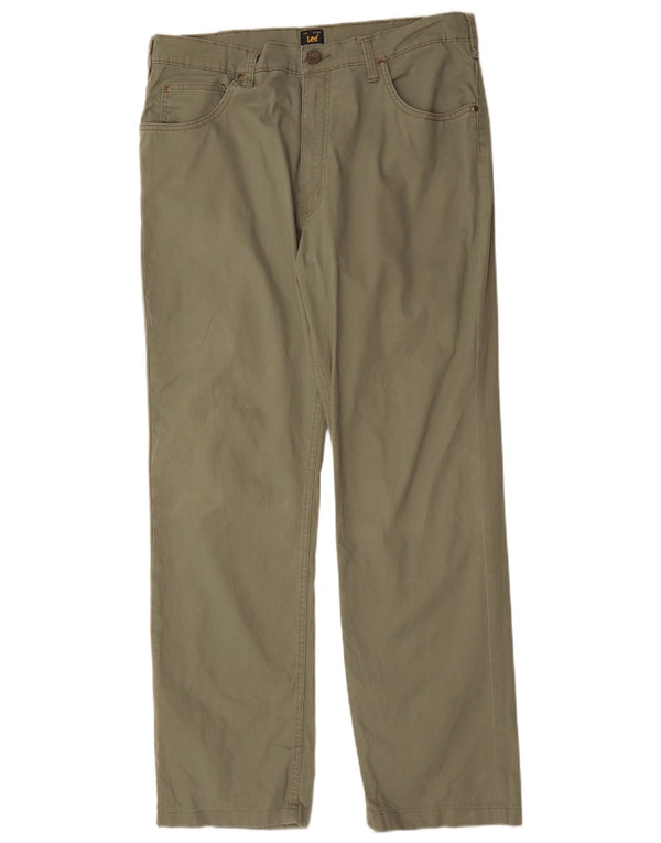 Lee Herre Brooklyn Straight Casual Bukser W36 L31 Grøn Bomuld