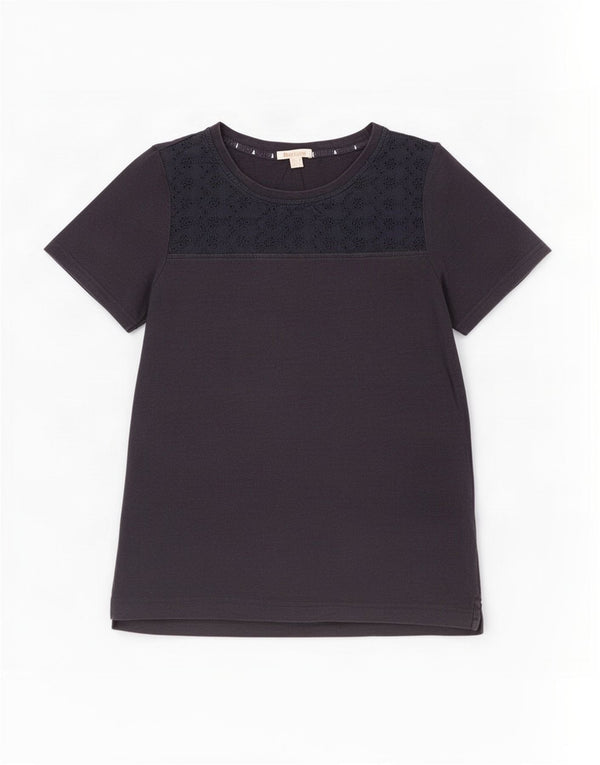 Barbour Womens T-Shirt Top UK 10 Small Navy Blue Cotton