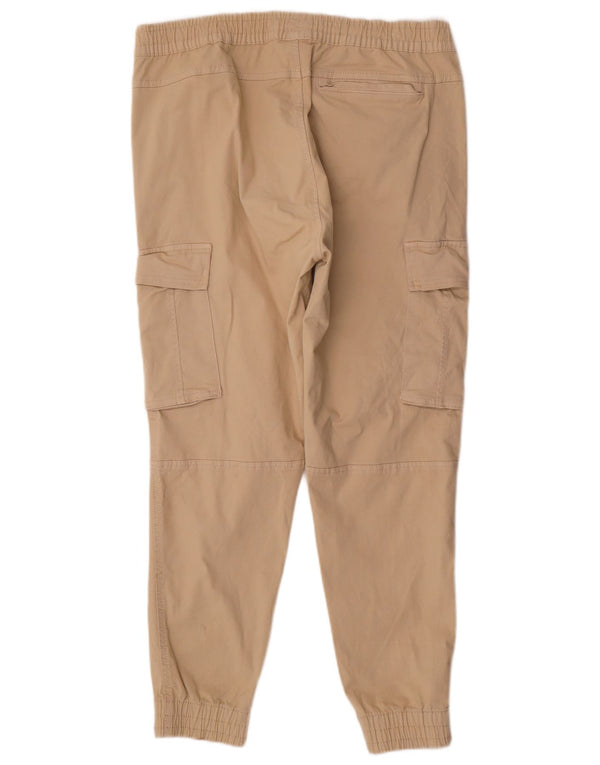Zara Herre Joggers Cargo Bukser EU 44 Large W34 L29 Beige Bomuld