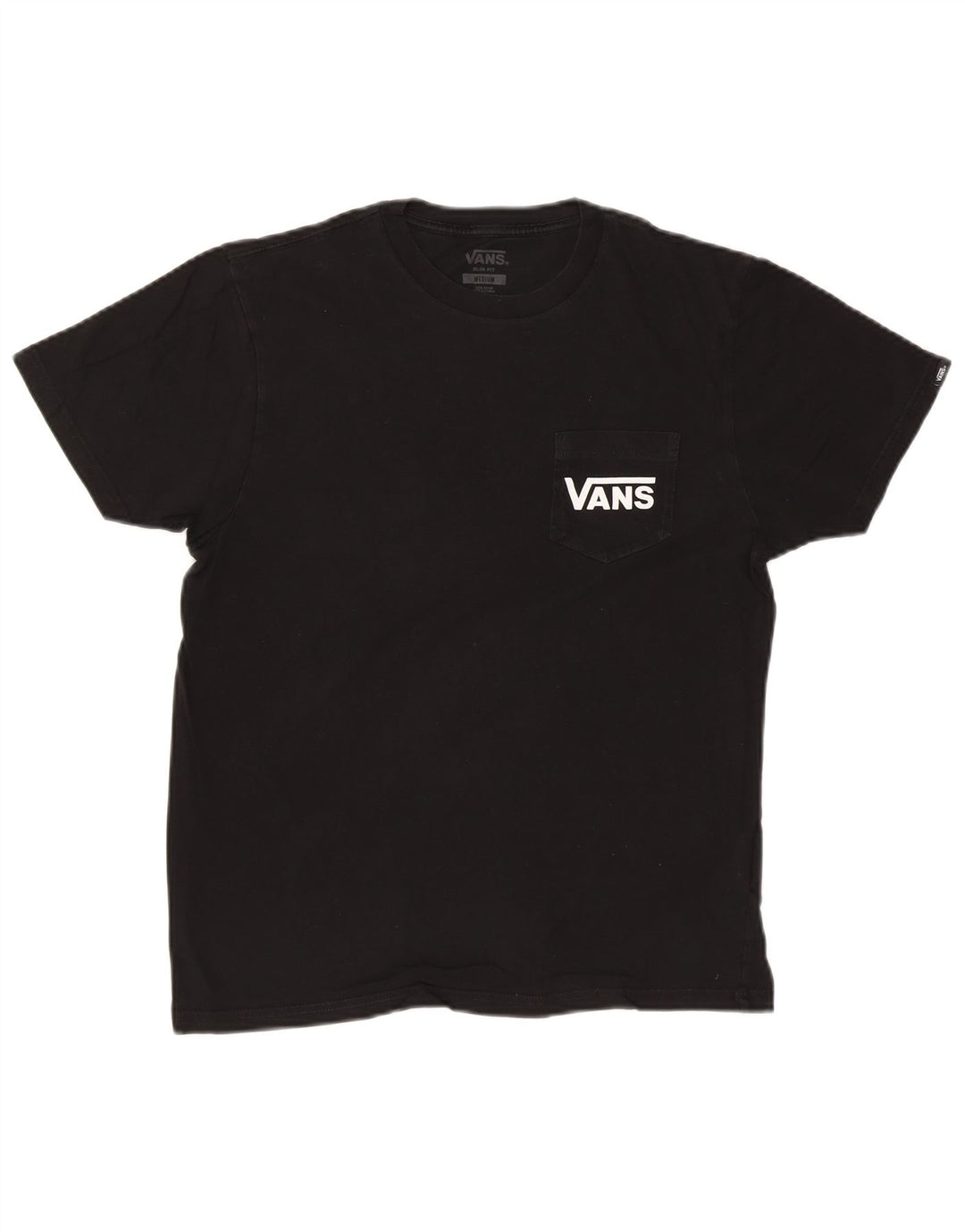 VANS Mens Slim Fit Graphic T-Shirt Top Medium Black Cotton