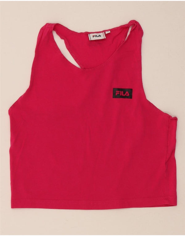 FILA Womens Crop Vest Top UK 8 Small Pink Bomuld