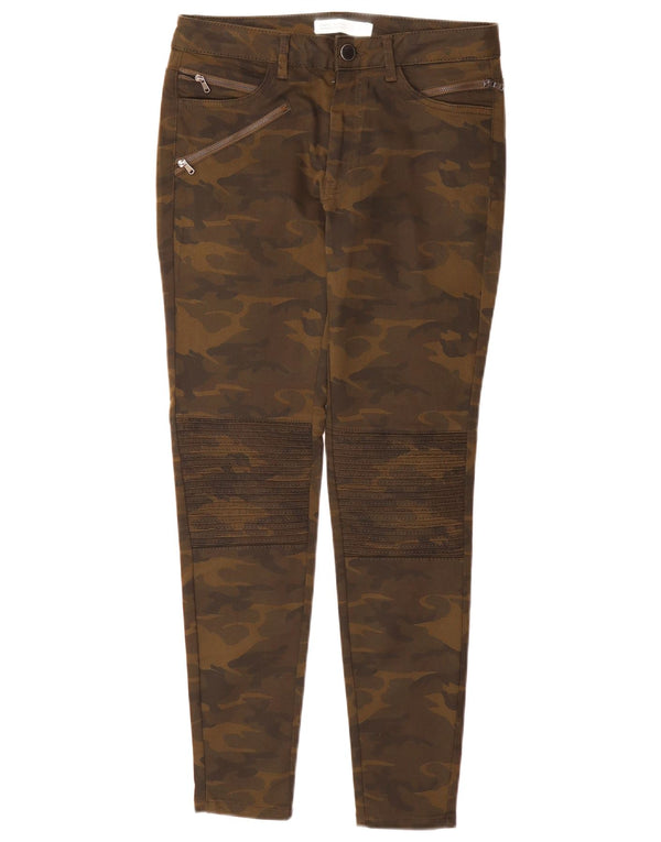 Zara Dame Skinny Jeans EU 38 Small W28 L29 Khaki Camouflage Bomuld