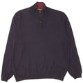 Ted Baker Herre Button Neck Jumper Sweater Størrelse 6 2XL Marineblå Uld